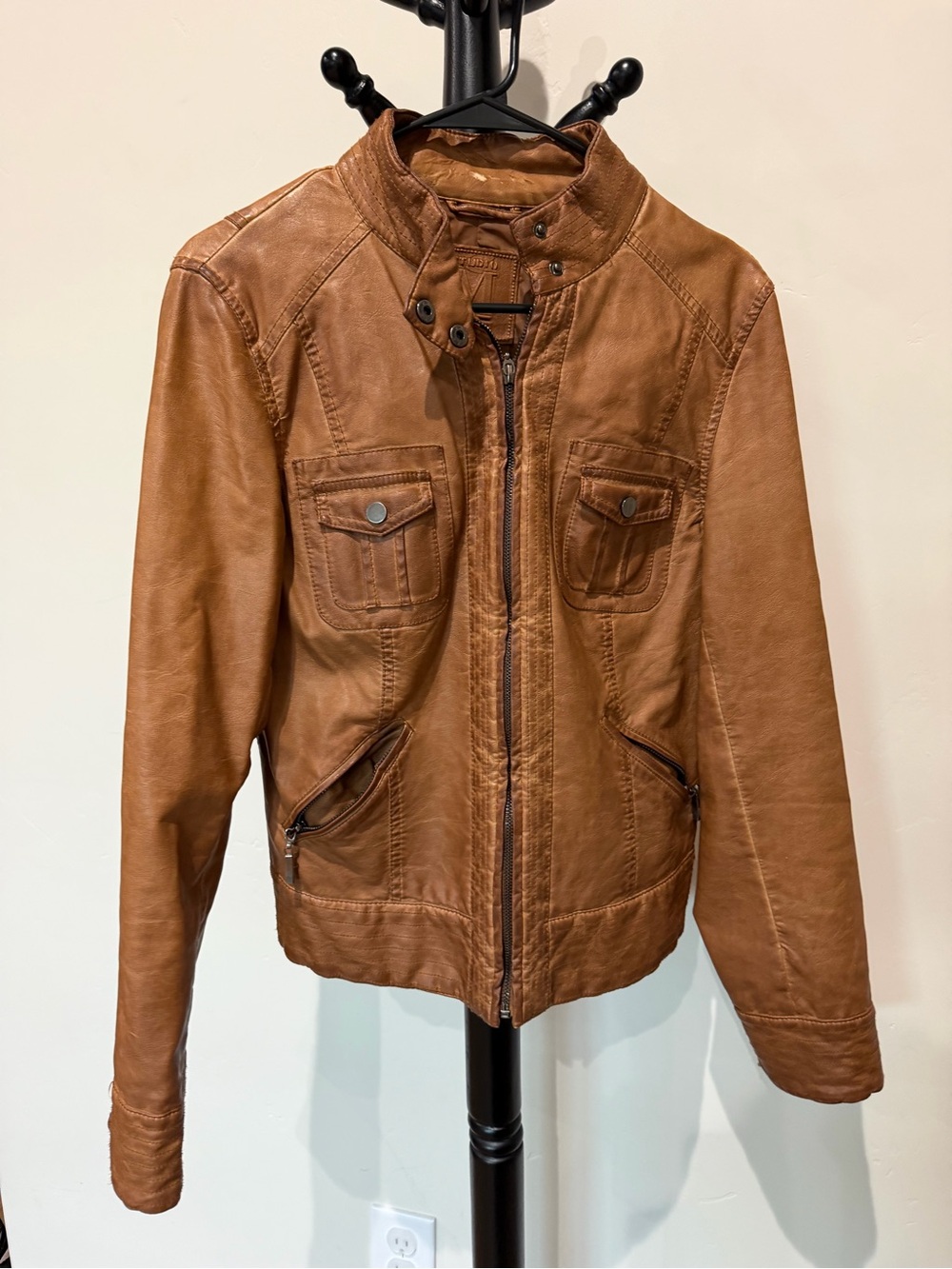 Mudd Brown Leather Jacket - Casual Zip Front
